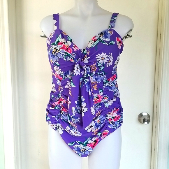Cupshe Purple Floral One Piece Swimsuit - Picture 1 of 9